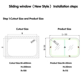24"~47" W &times; 12"~22" H RV Window Horizontal Slide For 30mm Wall w/ Trim Trailer
