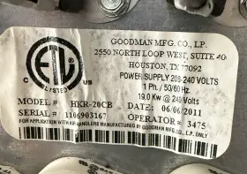 HKR-20CB AMANA Goodman Heat
