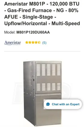 M801P AMERISTAR Gas Furnace Heater