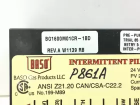 BG1600M01CR-1BD BASO Ignition Control Vac Intermittent Pilot #3 BG1600M01CR-1BD BASO Ignition Control Vac Intermittent Pilot #3