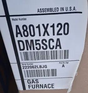 A801X120DM5SCA CARRIER Gas Central Furnace Heating