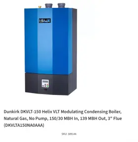 DKVLT-150 DUNKIRK Helix Vlt Modulating Condensing Boiler