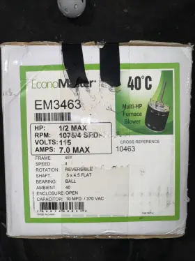 EM3463 ECONOMASTER Furnace Blower Motor Volts EM3463 ECONOMASTER Furnace Blower Motor Volts