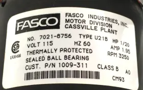 1009-311 FASCO Draft Inducer Blower Motor #3 1009-311 FASCO Draft Inducer Blower Motor #3
