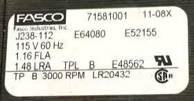 622296 FASCO Draft Inducer Blower Motor #3 622296 FASCO Draft Inducer Blower Motor #3
