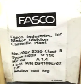 D341095P02 FASCO Draft Inducer Blower Motor #3