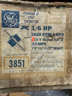 A172R GENERAL ELECTRIC Ge Motor Rpm Ccw Rotation