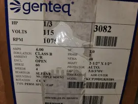 3082 GENTEQ Rpm Blower Motor Box 3082 GENTEQ Rpm Blower Motor Box