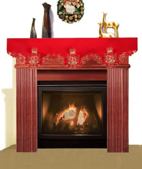 739770083868 GRELUCGO Embroidered Christmas Holiday Mantel