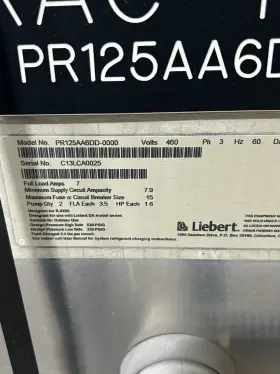 PR125AA6DD-0000 LIEBERT Central Furnace Forced Air Phase