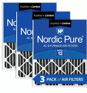20X24X2PM12C-3 NORDIC PURE Furnace Merv Pleated Carbon Pack