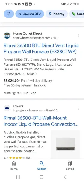 EX38CTWP RINNAI Vent Propane Wall Furnace #2 EX38CTWP RINNAI Vent Propane Wall Furnace #2