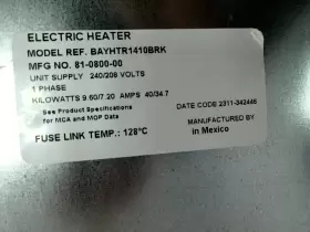 BAYHTR1410A0 TRANE Supplementary Electric Heater #2