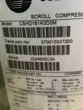 CSHD161K0D0M TRANE Compressor #2