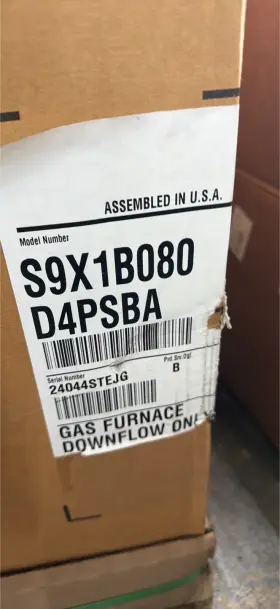 S9X1B080D4PSBA TRANE Gas Furnace Downflow Afue Natural