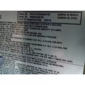 TDC1D120A9601A TRANE Down Horizontal Natural Gas Furnace #3