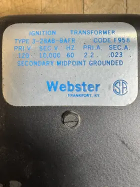 3-28AB-BAFR WEBSTER Interchangeable Ignition Transformer Af #2