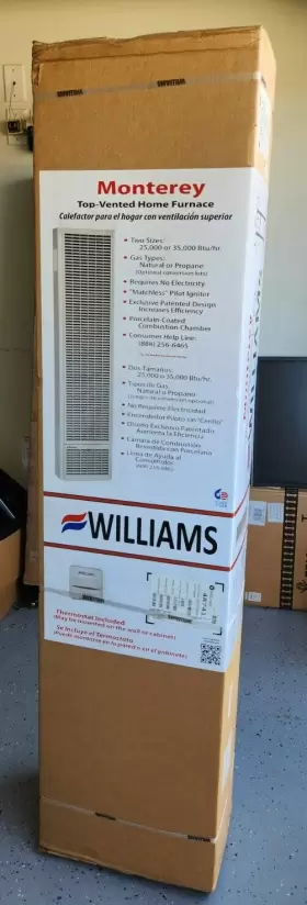2509622A WILLIAMS Monterey Top Vent Wall Furnace Natural Gas #2