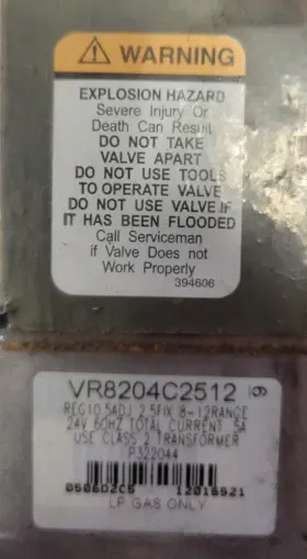 P322044 WILLIAMS Gas Valve Lp Central Furnace