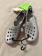 NEW Crocs 14015 Duet Orb Slip-on Kids Water Shoes In Silver / Pepper Red J2