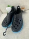 NEW Crocs 14015 Duet Orb Slip-on Kids Water Shoes Black/Electric Blue J2
