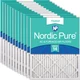 Nordic Pure 12X20X1 Actual Size 11 1/2 X 19 1/2 X 3/4 Pleated Merv 14 Air