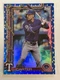 Evan Carter 2025 Topps Holiday (SP) Blue Holiday Lights Foil #H2 Texas Rangers
