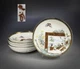 Japanese Kutani Gold Landscape Figure Plate Set 5pc 12cm-EZ224